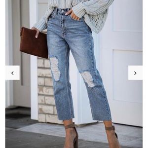 Brand new High Rise cropped distressed jeans
